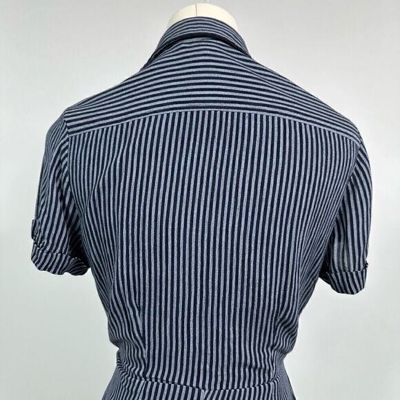 Garnet Hill Anya Tie-Front Crêpe Dress Size 0 Stripes - Picture 10 of 12